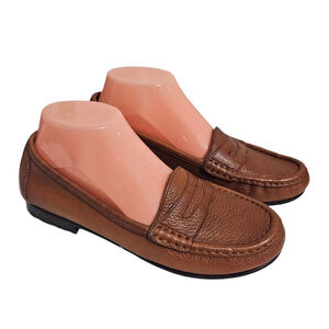 ANTONIO MELANI Chestnut Brown Women's All Leather Penny Loafers Sz 8M